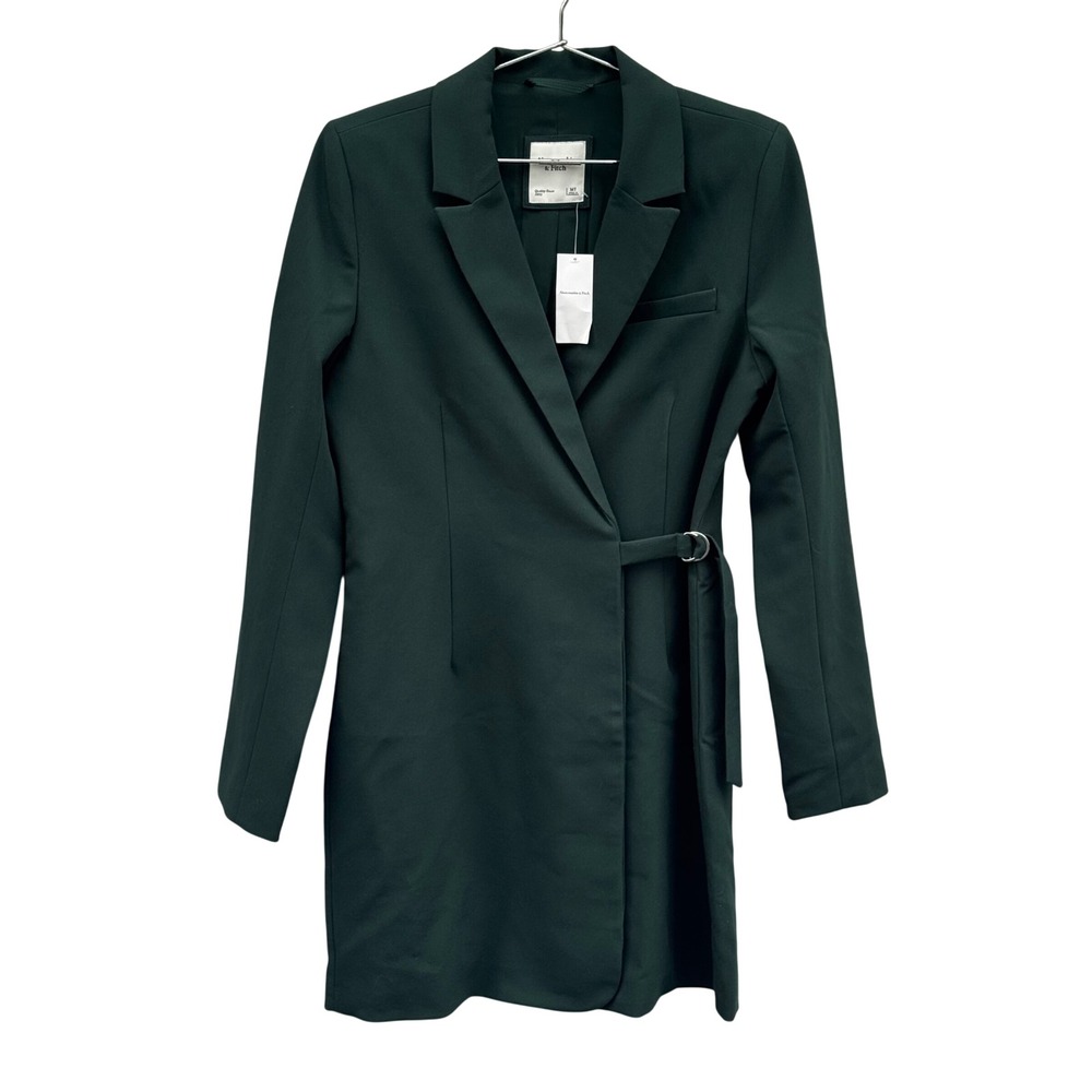NWT Abercrombie & Fitch Blazer Dress Womens Medium Tall Green Trench Wrap